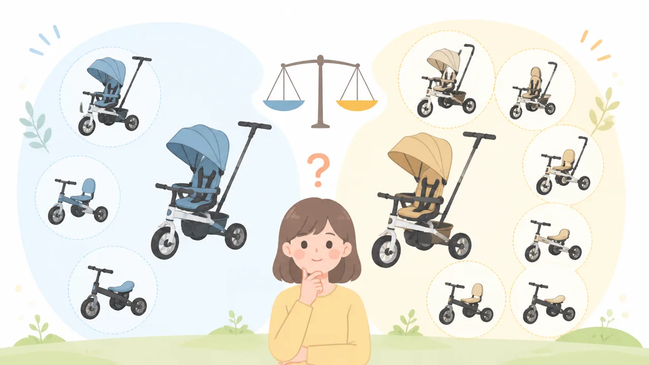 BTM三輪車5in1と7in1の違いは？機能と選び方をやさしく比較